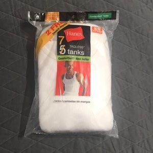 Hanes white tag-less comfort soft white tanks